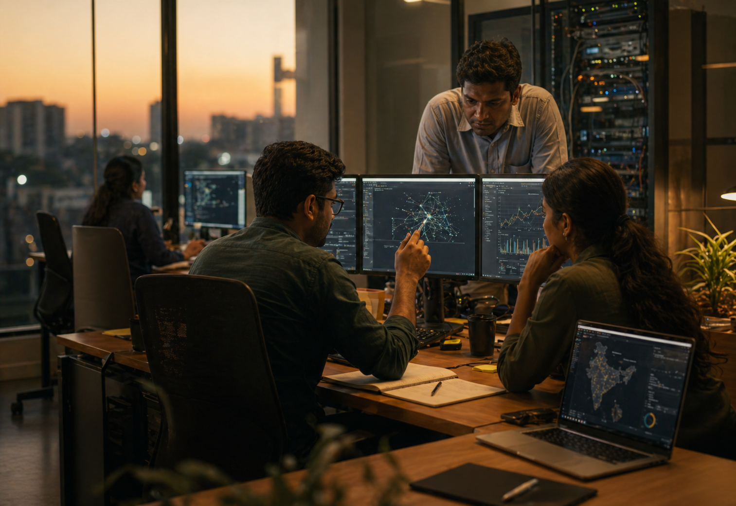 AI and financial infrastructure team reviewing systems