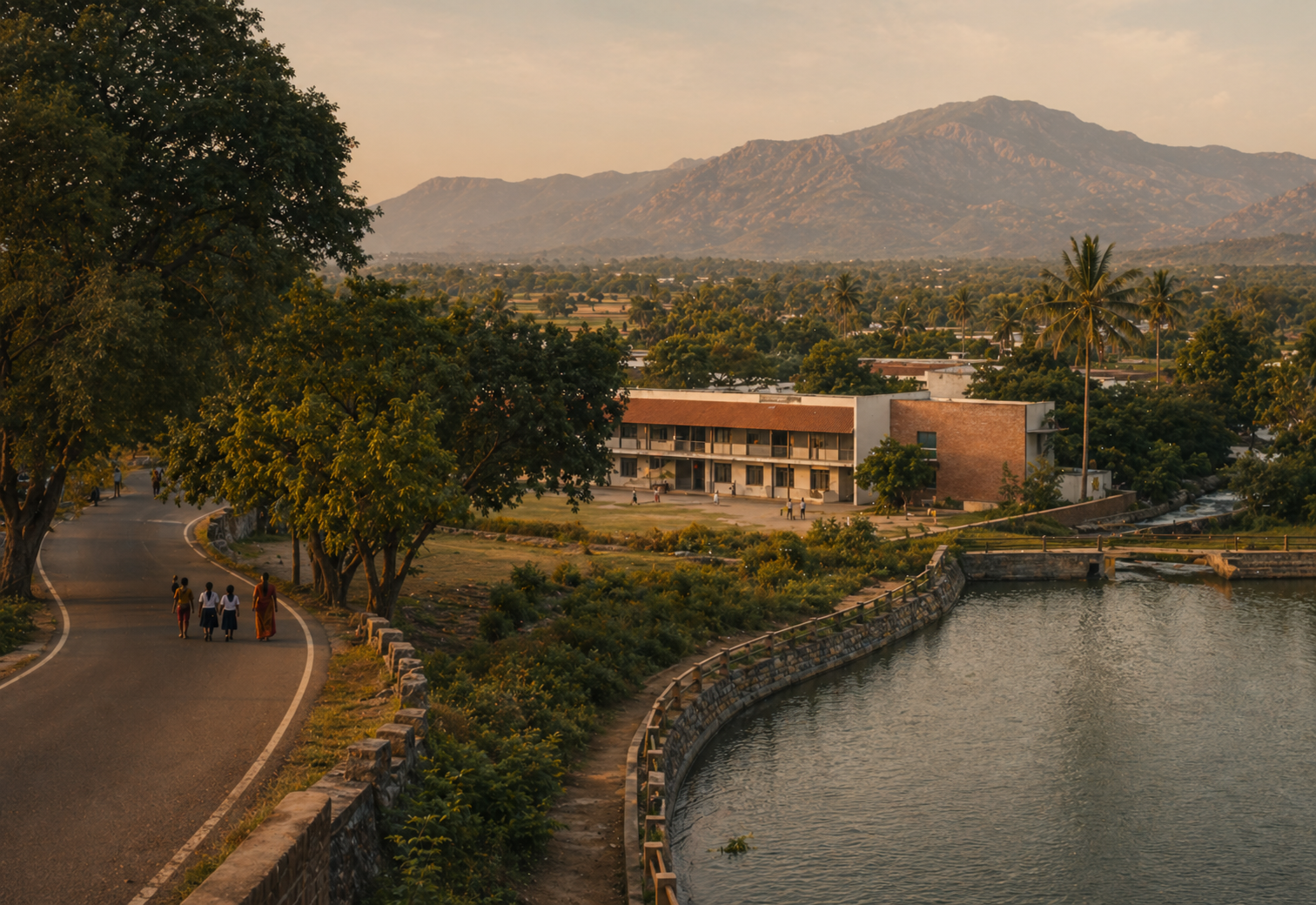 Civic infrastructure landscape representing public works